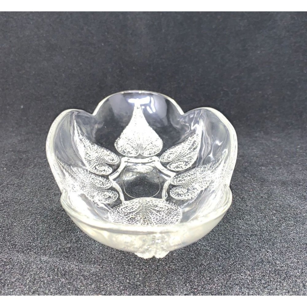 Vintage ANCHOR HOCKING RENAISSANCE Oval Relish Dish ~ Beaded Leaf ~ Mid Century - Picture 5 of 11